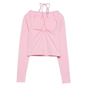 NWT Stradivarius Brat Girl Summer Y2K Barbiecore Long sleeve Crop Top S